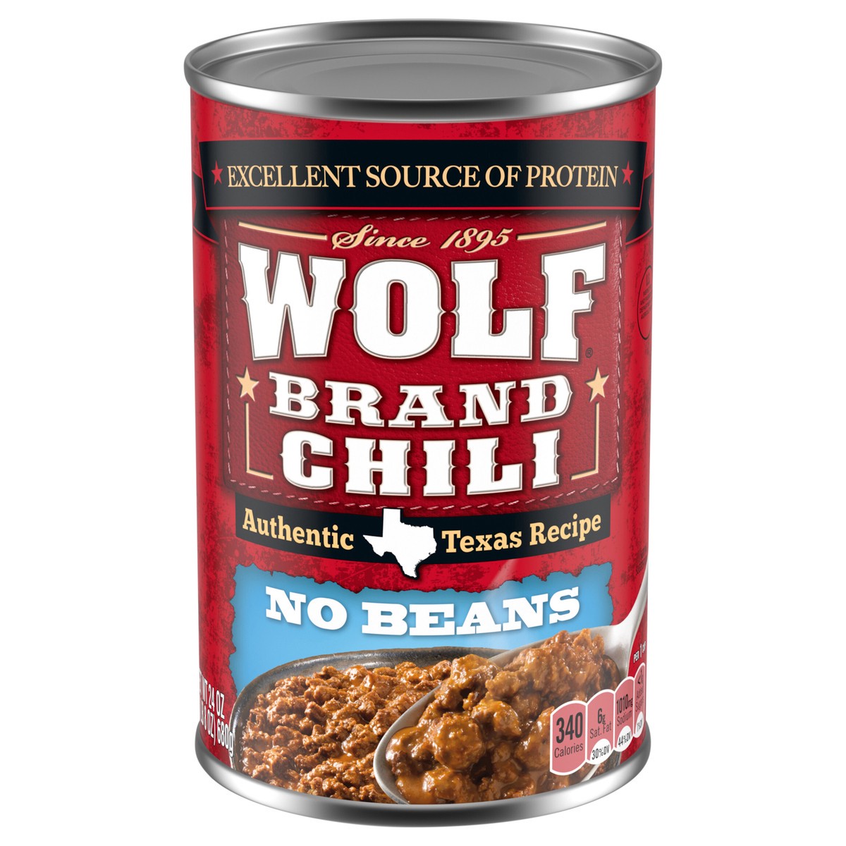 slide 1 of 5, Wolf Brand Chili No Beans, Chili Without Beans, 15g Protein Per Serving, 24 oz. Can, 24 oz