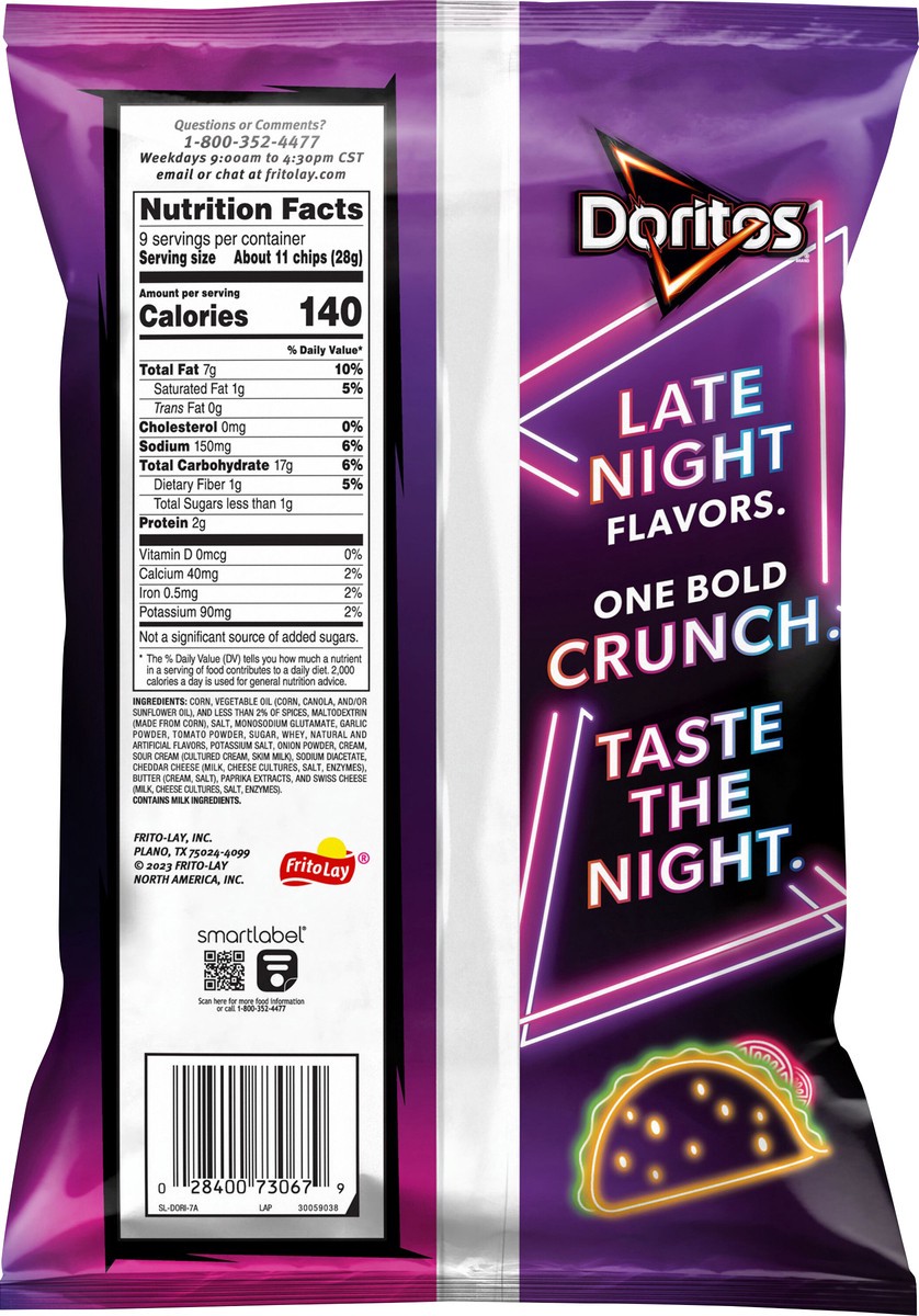slide 5 of 9, Doritos Tortilla Chips Late Night Loaded Taco 9 Oz, 9 oz
