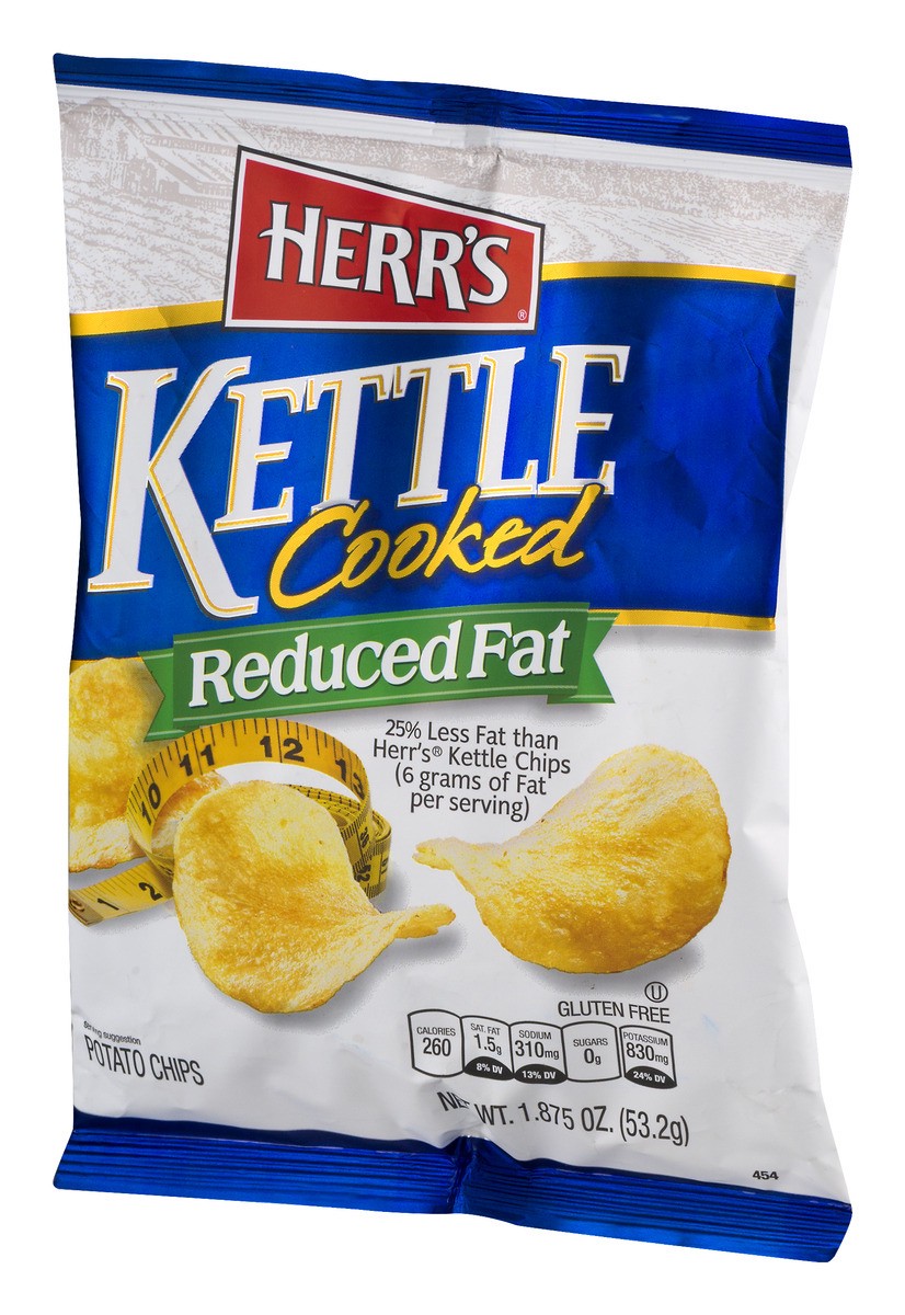 slide 4 of 9, Herr's Kettle Cooked Potato Chips, Reduced Fat, 2.125 oz