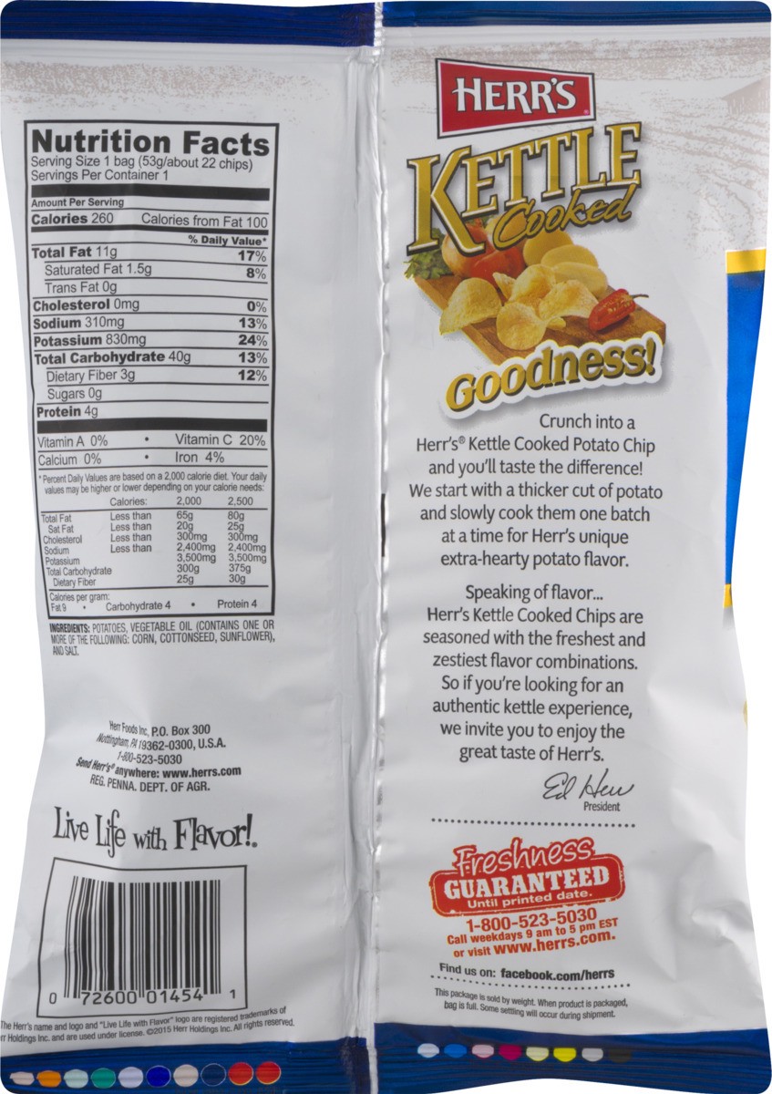 slide 9 of 9, Herr's Kettle Cooked Potato Chips, Reduced Fat, 2.125 oz