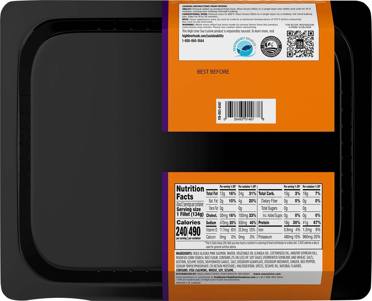 slide 2 of 3, Sea Cuisine Teriyaki Sesame Salmon Fillets, 9oz, 9 oz