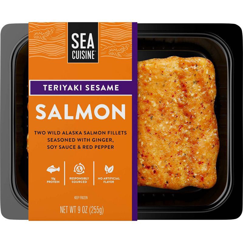slide 1 of 3, Sea Cuisine Teriyaki Sesame Salmon Fillets, 9oz, 9 oz