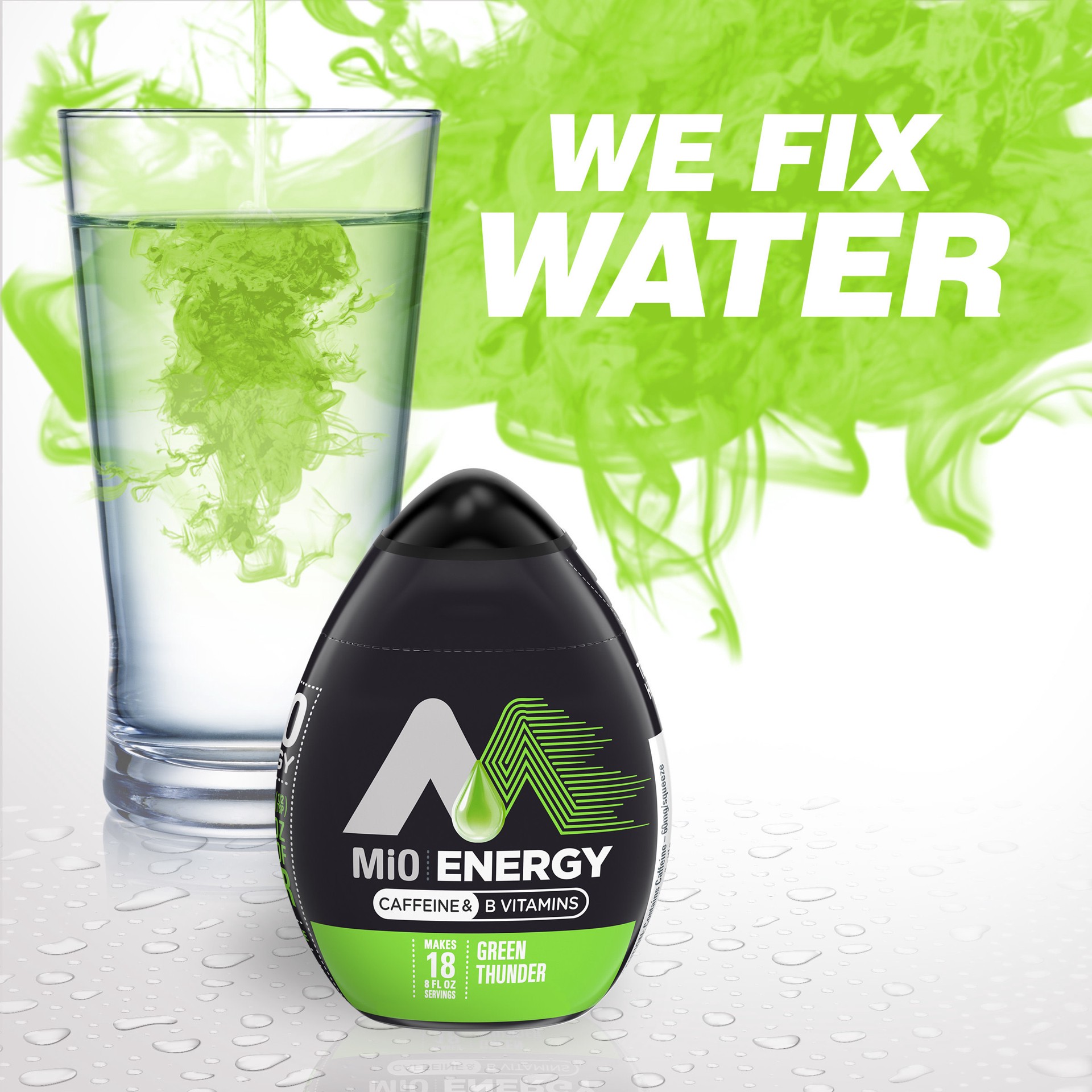 slide 2 of 5, MiO Energy Green Thunder Naturally Flavored Liquid Water Enhancer with Caffeine & B Vitamins Bottle, 1.62 fl oz