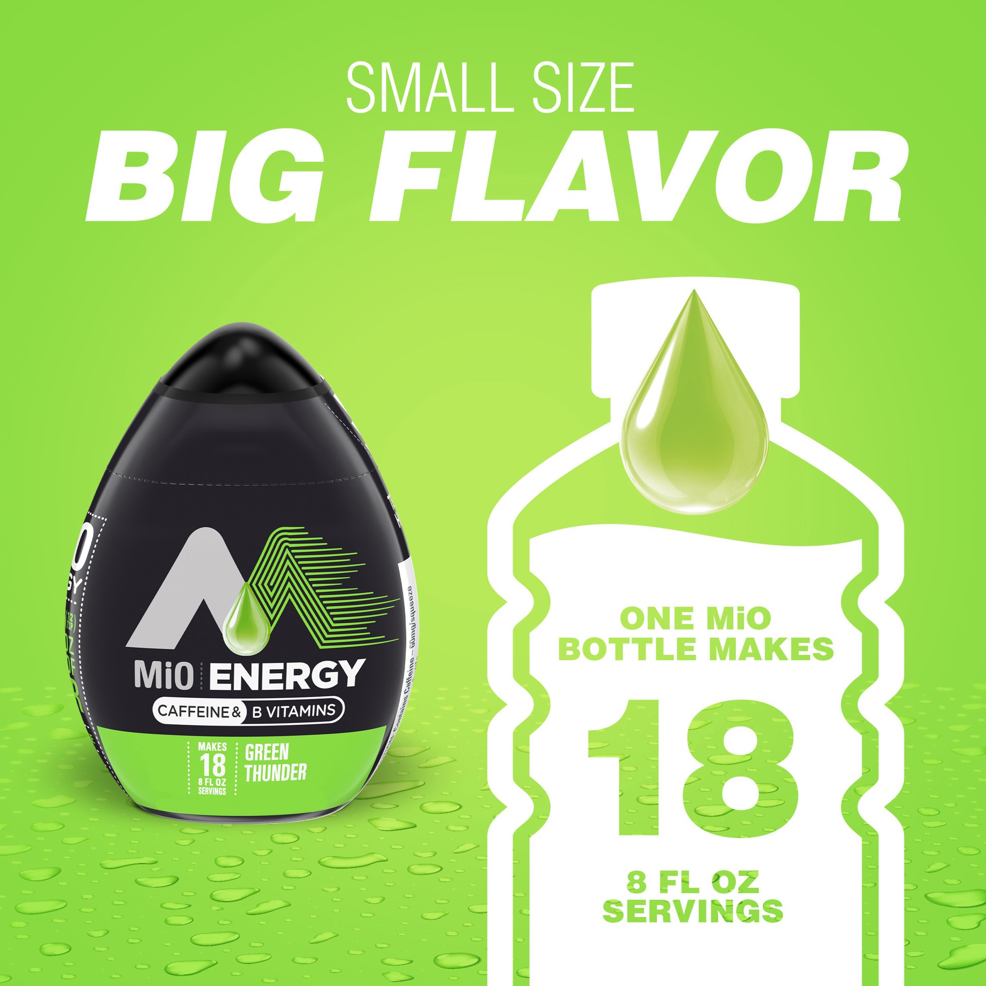 slide 4 of 5, mio Energy Green Thunder Flavored with other natural flavor Liquid Water Enhancer, 1.62 fl oz Bottle, 1.62 fl oz