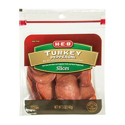 slide 1 of 1, H-E-B Turkey Pepperoni Slices, 5 oz