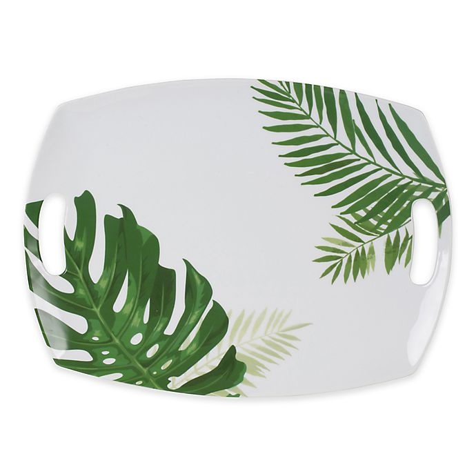 slide 1 of 2, Everyday White by Fitz and Floyd Palm Rectangular Serving Platter, 1 ct