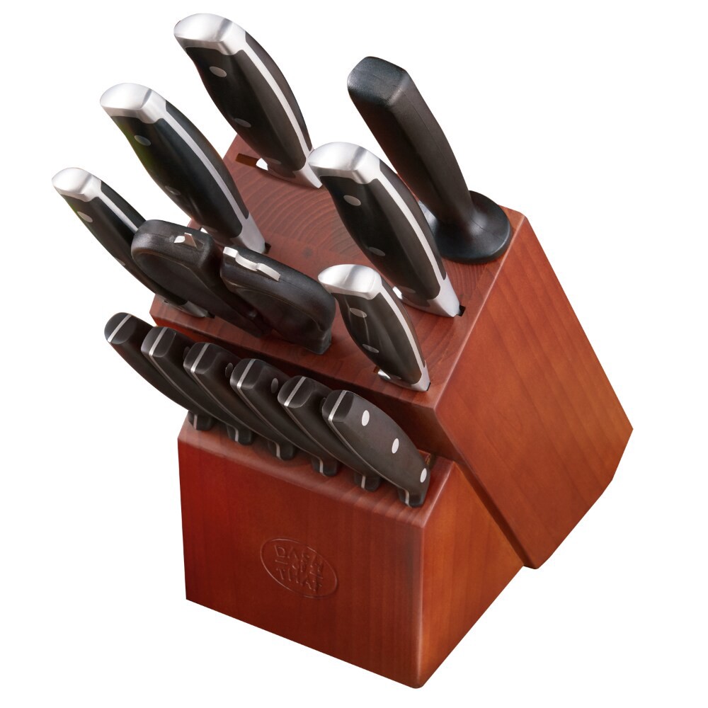 slide 1 of 2, Dash of That Block Knife Set - Brown/Silver/Black, 14 ct