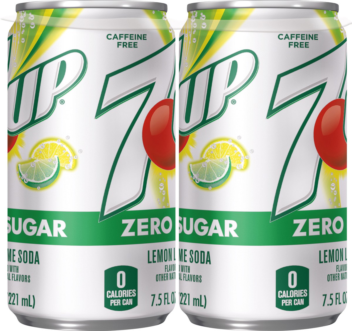 slide 2 of 7, 7UP Zero Sugar Lemon Lime Soda, 7.5 fl oz cans, 6 pack, 6 ct