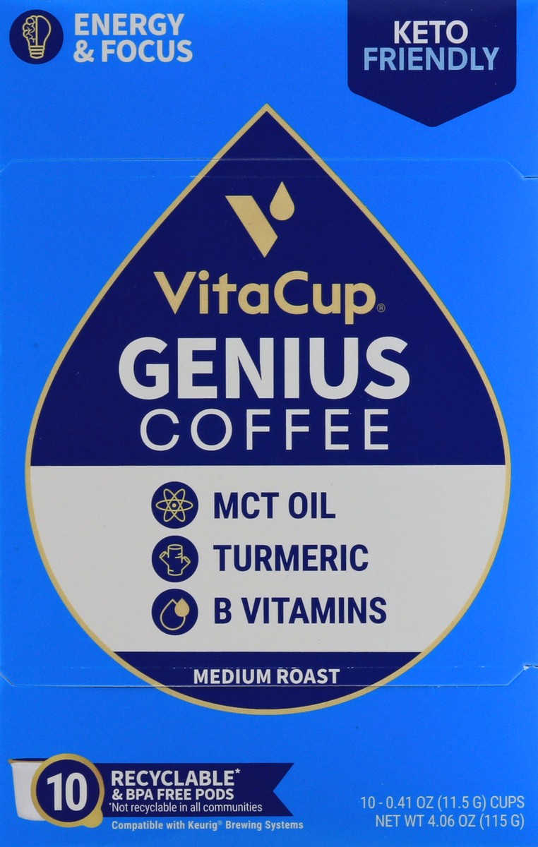 slide 11 of 13, Vitacup Genius Blend Infused Coffee Pods, Medium Roast - 10 ct, 10 ct