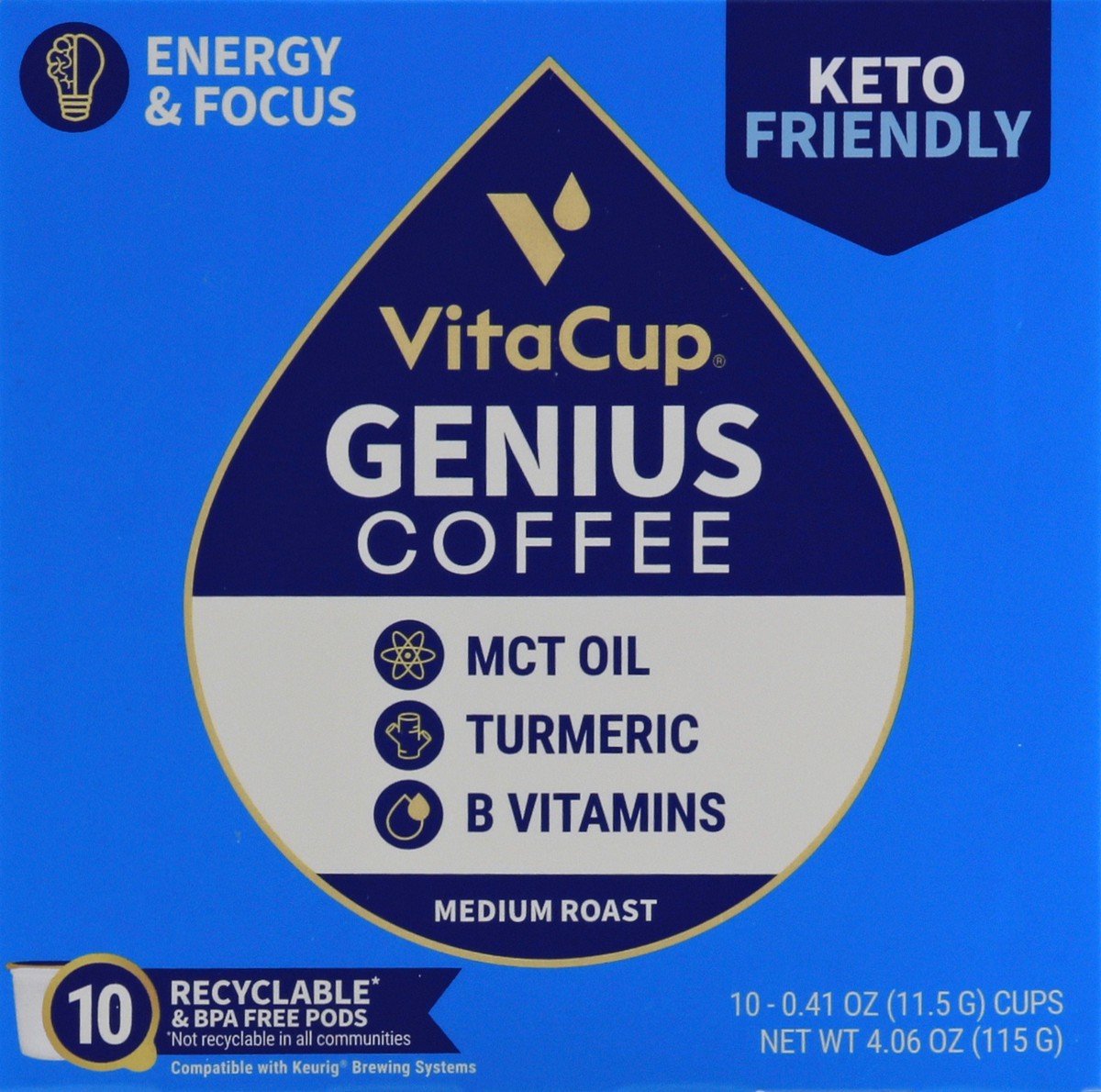 slide 7 of 13, Vitacup Genius Blend Infused Coffee Pods, Medium Roast - 10 ct, 10 ct