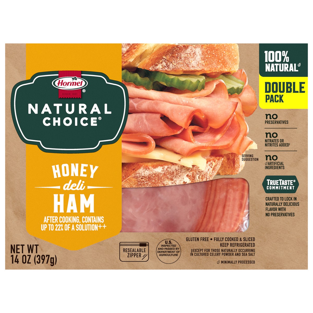 slide 1 of 9, HORMEL NATURAL CHOICE Honey Deli Ham DOUBLE PACK, 14 oz