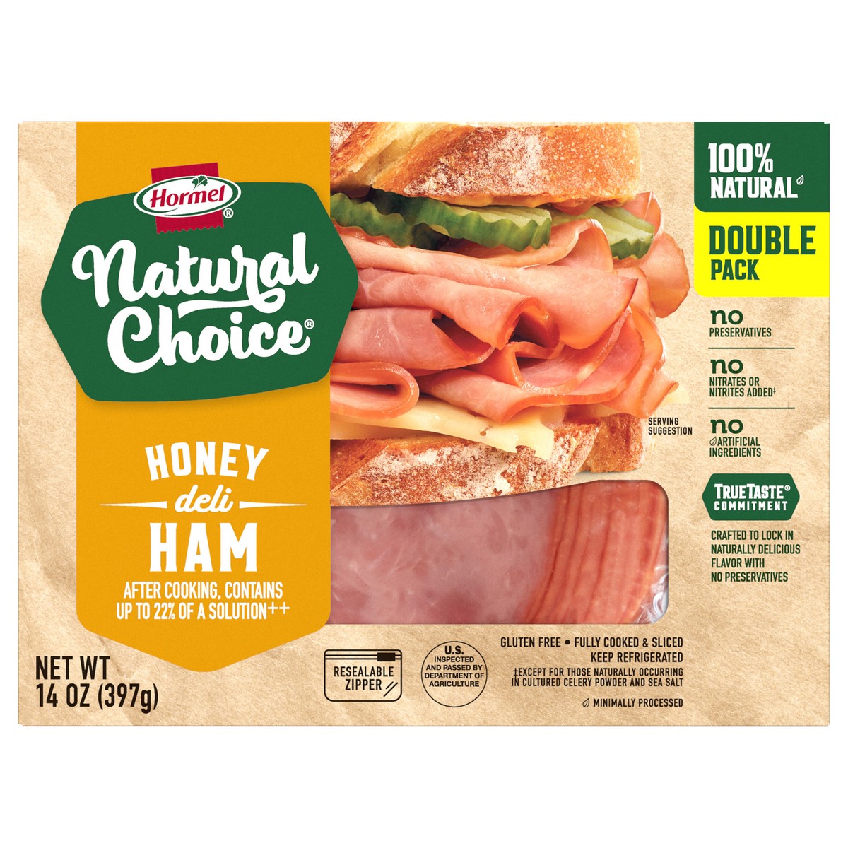 slide 1 of 9, HORMEL NATURAL CHOICE Honey Deli Ham DOUBLE PACK, 14 oz