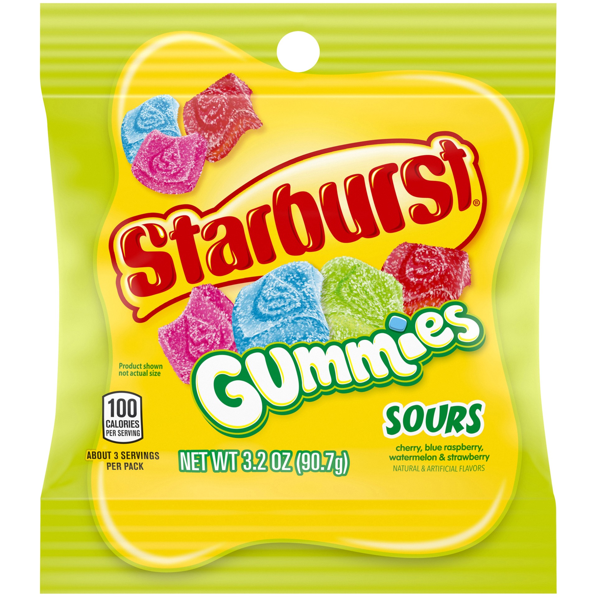 slide 1 of 4, Starburst Sours Gummies Candy, 3.2 oz. Bag, 3.2 oz