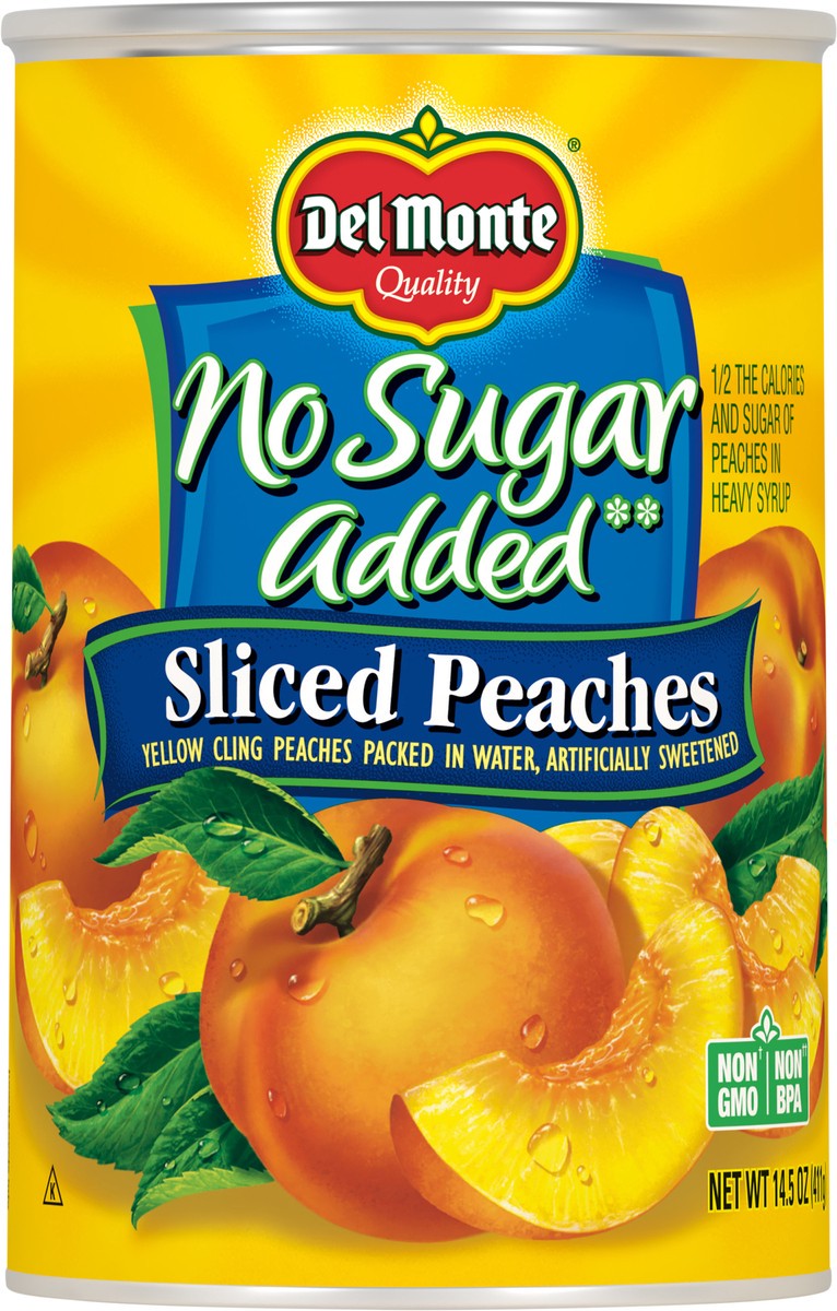 slide 1 of 7, Del Monte No Sugar Added Sliced Peaches, 14.5 oz