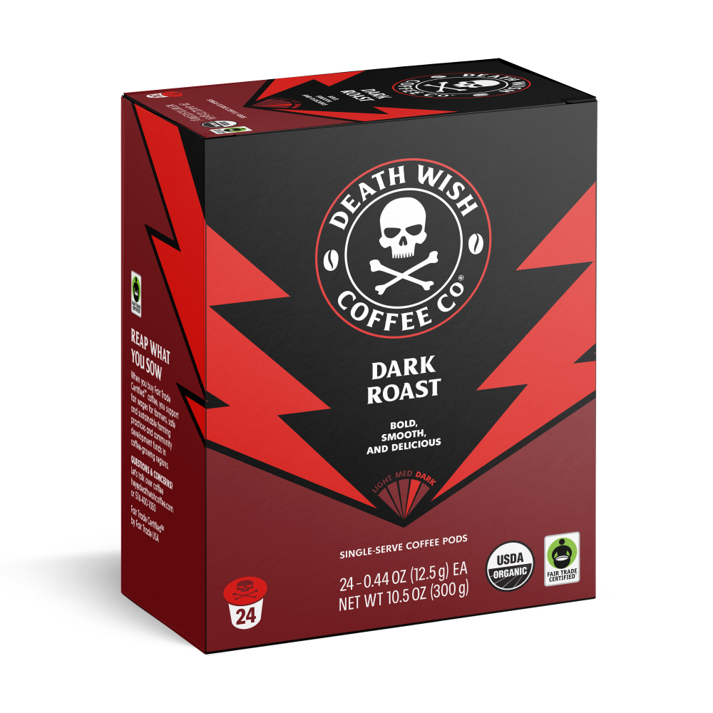 slide 1 of 1, Death Wish Coffee Co. Dark Roast Single Serve Pods, 10.5 oz