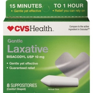 slide 1 of 1, CVS Health Gentle Bisacodyl Usp Laxative Suppositories, 8 ct