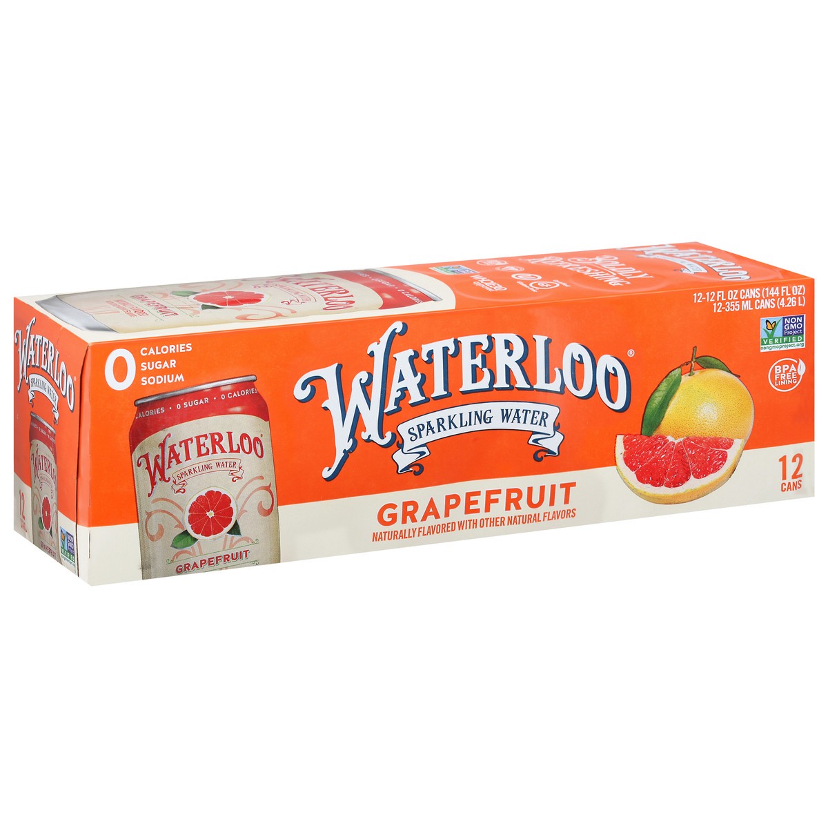 slide 4 of 14, Waterloo Grapefruit Sparkling Water, 12 ct; 12 fl oz