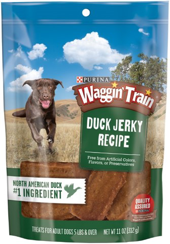 slide 1 of 1, Purina Waggin' Train Duck Jerky, 11 oz