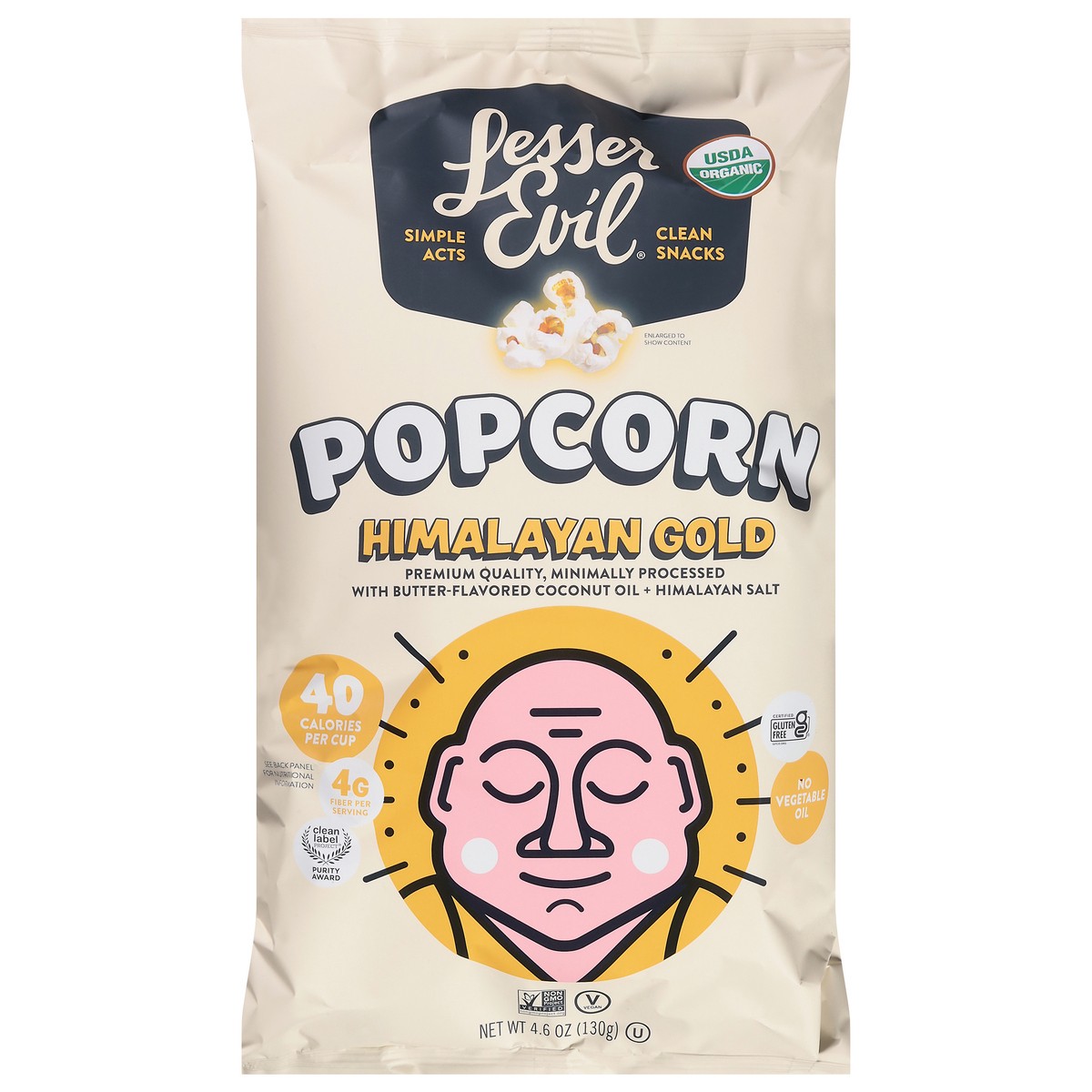 slide 1 of 1, LesserEvil Organic Himalayan Gold Popcorn 4.6 oz, 4.6 oz