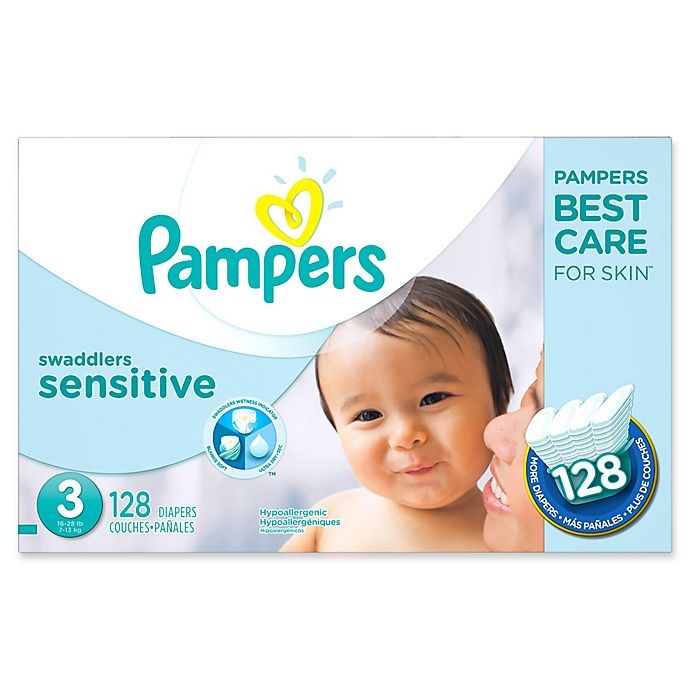 slide 1 of 5, Pampers Swaddlers Sensitive Size 3 Economy Pack Diapers, 128 ct
