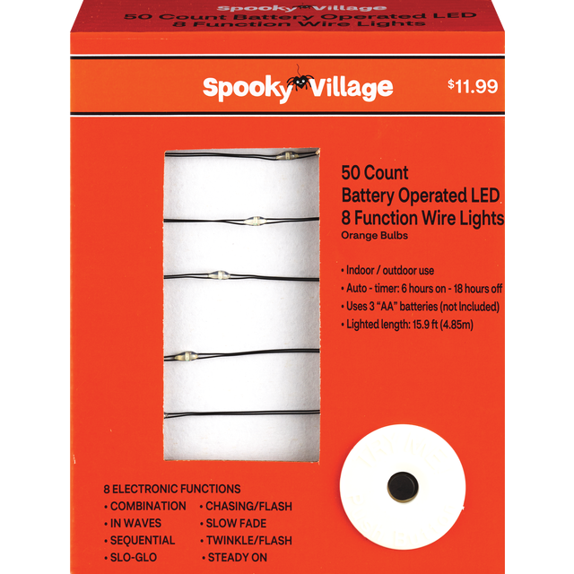 slide 1 of 1, SPOOKY VILLAGE B/O Ltset - 50 ct, 50 ct