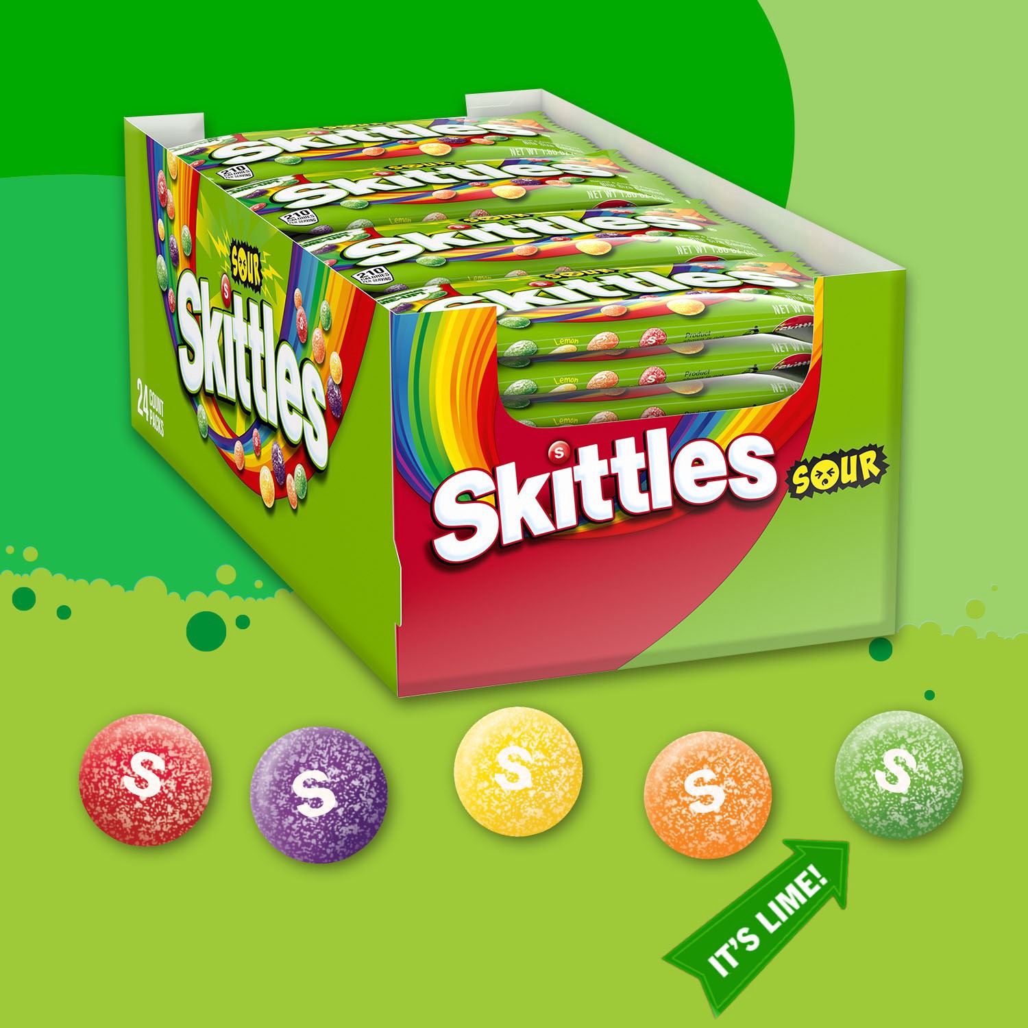 slide 3 of 8, SKITTLES Sour Chewy Candy Bulk Pack, 1.8 oz (24 Full Size Packs), 43.20 oz