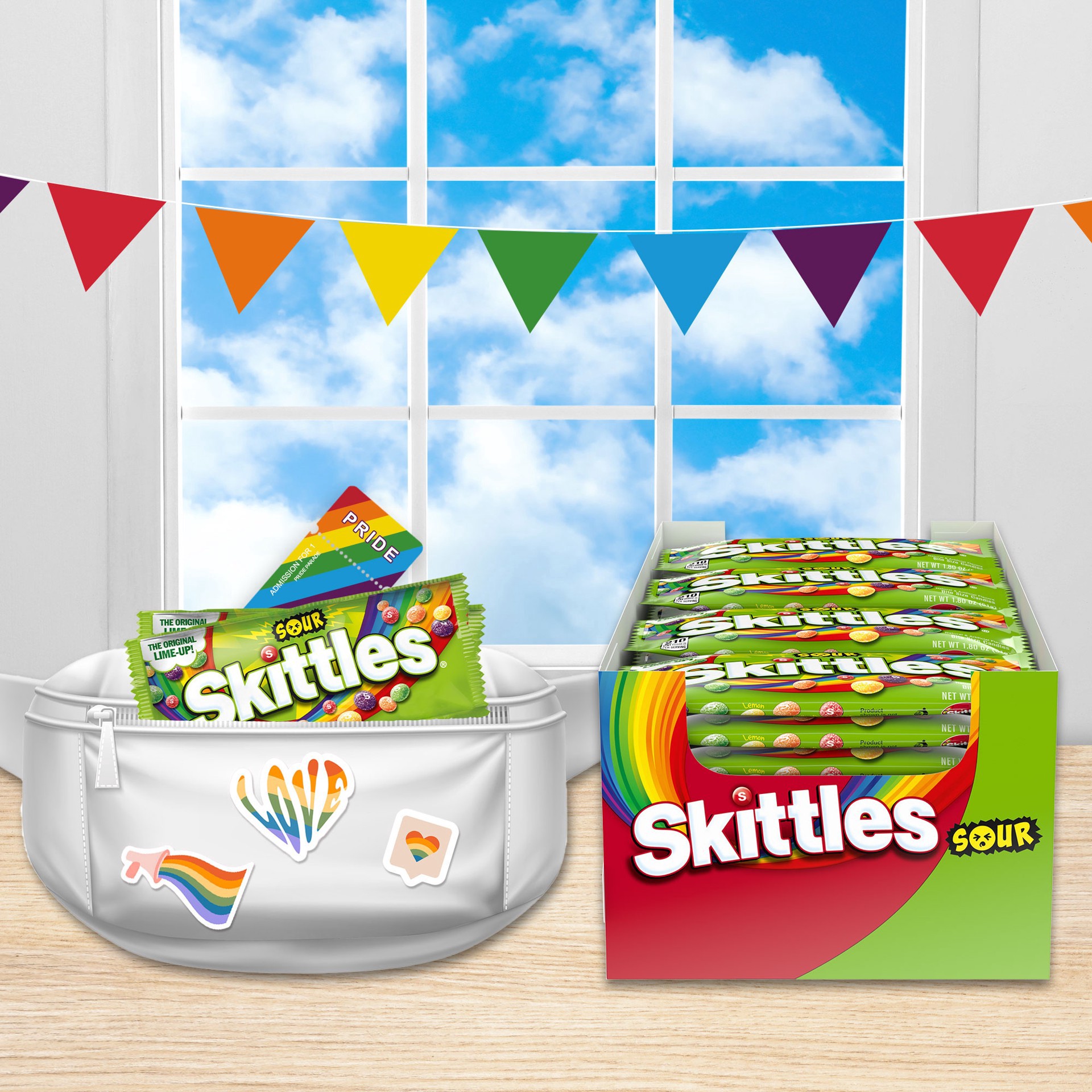 slide 6 of 8, SKITTLES Sour Chewy Candy Bulk Pack, 1.8 oz (24 Full Size Packs), 43.20 oz