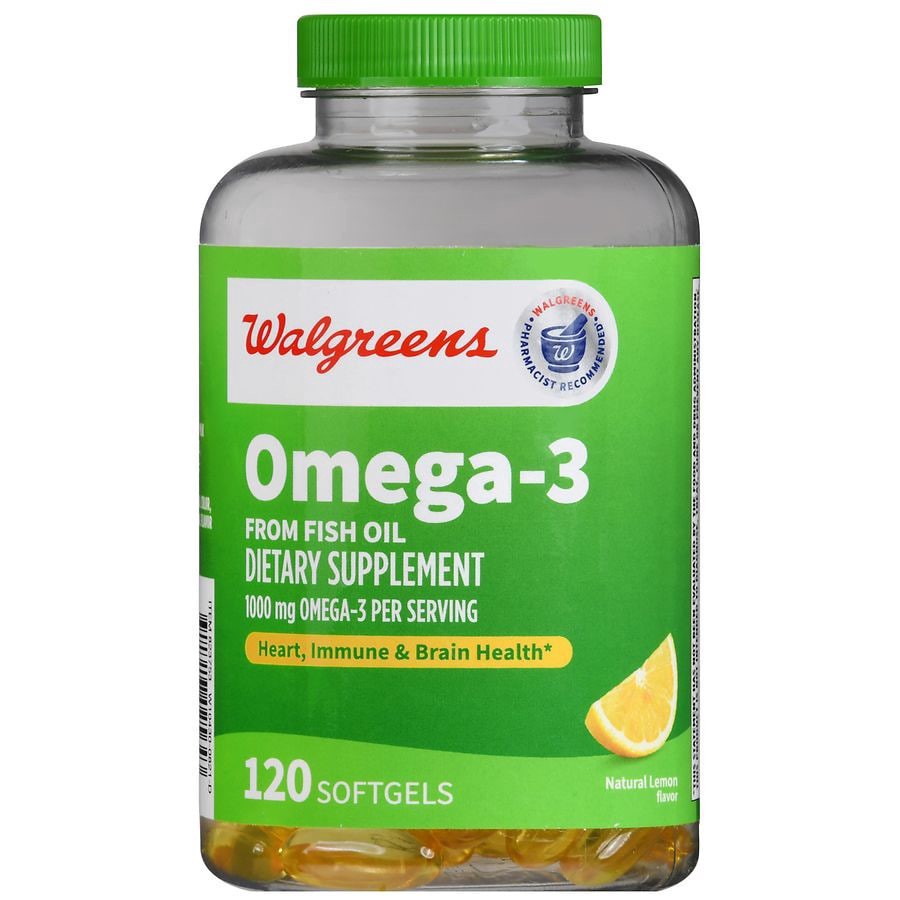 slide 5 of 5, Walgreens Omega-3 Softgels 1000 mg Lemon, 120 ct
