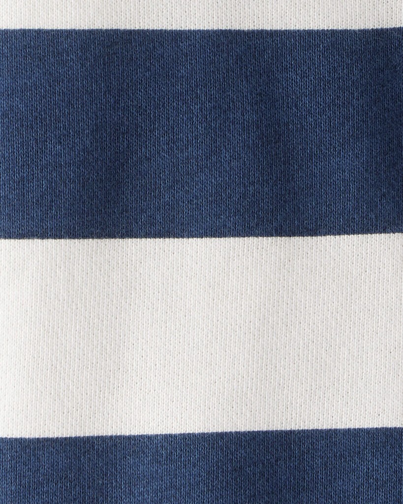 slide 3 of 3, Littleplanet Toddler Boy Organic Cotton Henley Top in Stripes Merchant Navy, Whitecap 3T, 1 ct