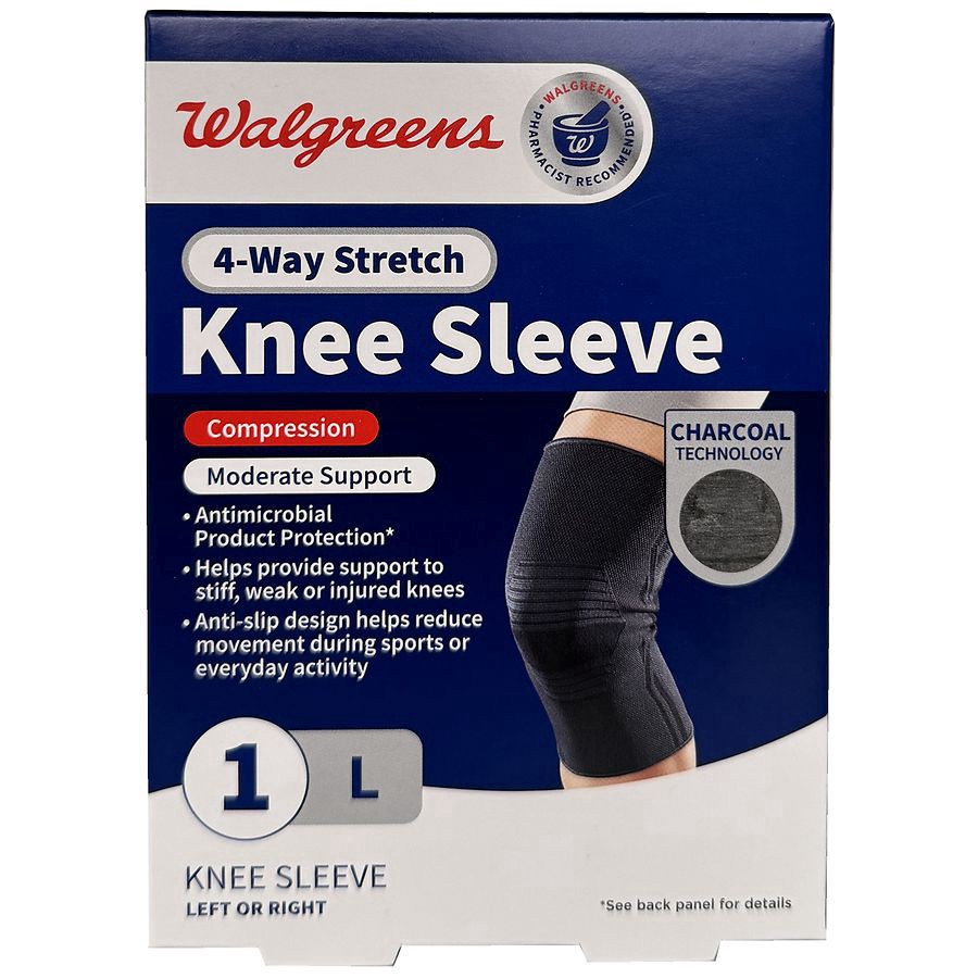 slide 1 of 3, Walgreens Knee Sleeve With 4-Way Stretch Large, 1 ct