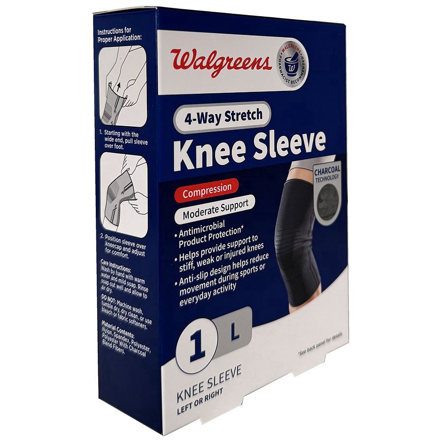 slide 3 of 3, Walgreens Knee Sleeve With 4-Way Stretch Large, 1 ct