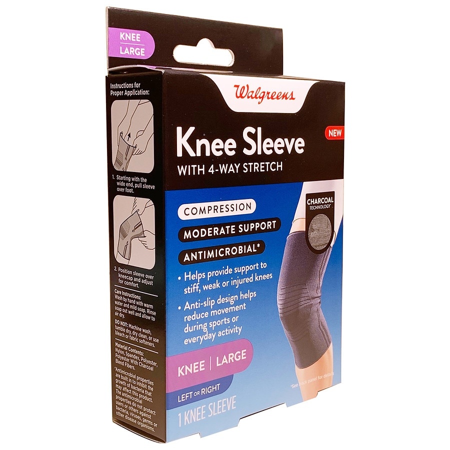 slide 1 of 1, Walgreens Knee Sleeve With 4-Way Stretch Large, 1 ct