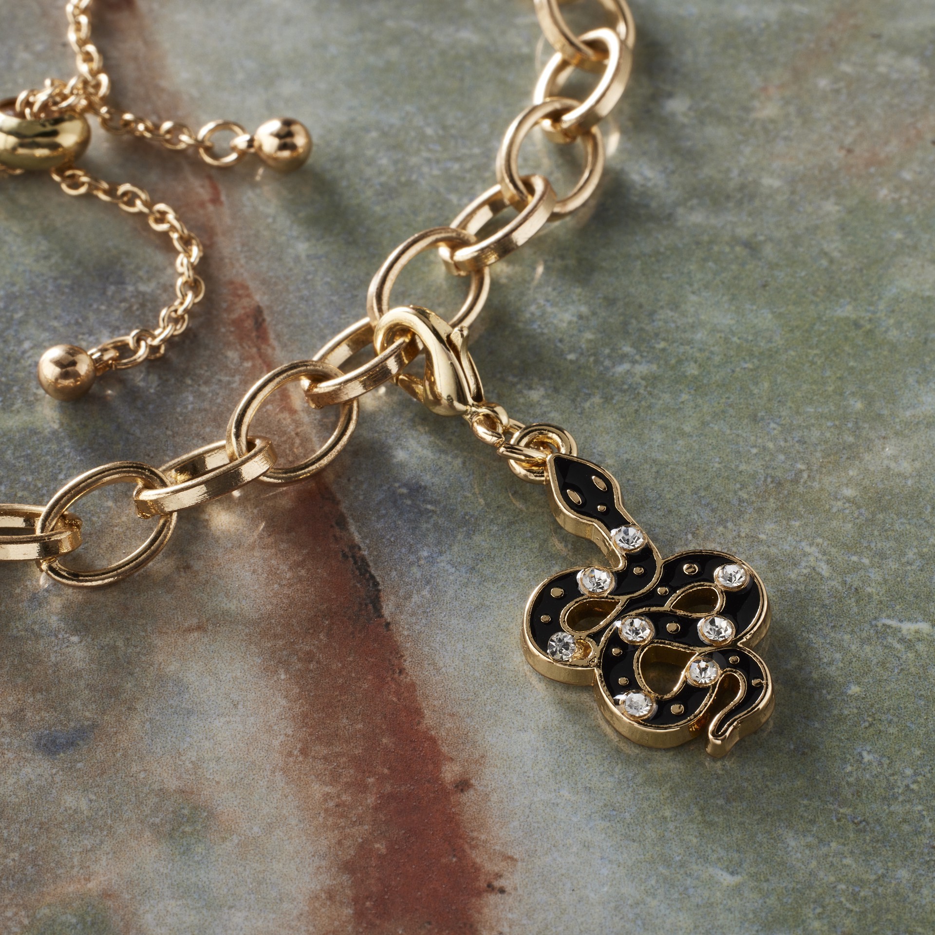 slide 3 of 3, Black Snake Charm By Bead Landing, 16 mm charm diameter