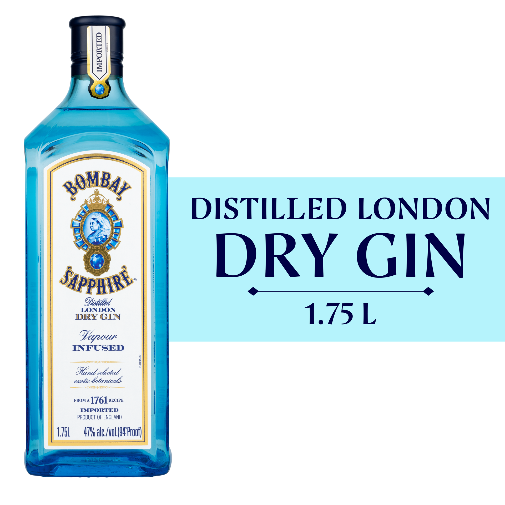 slide 2 of 5, Bombay Sapphire Gin 47% 175Cl/1.75L, 1.75 liter