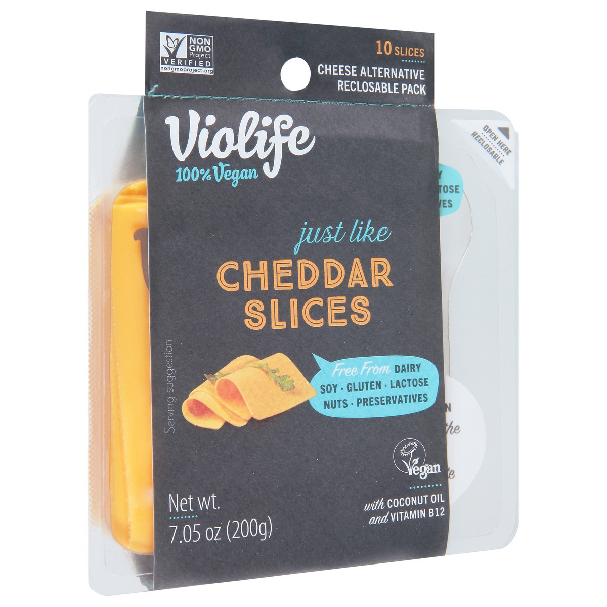 slide 2 of 9, Violife Just Like Cheddar Slices, Vegan, 7.5 oz Pack, 10 ct