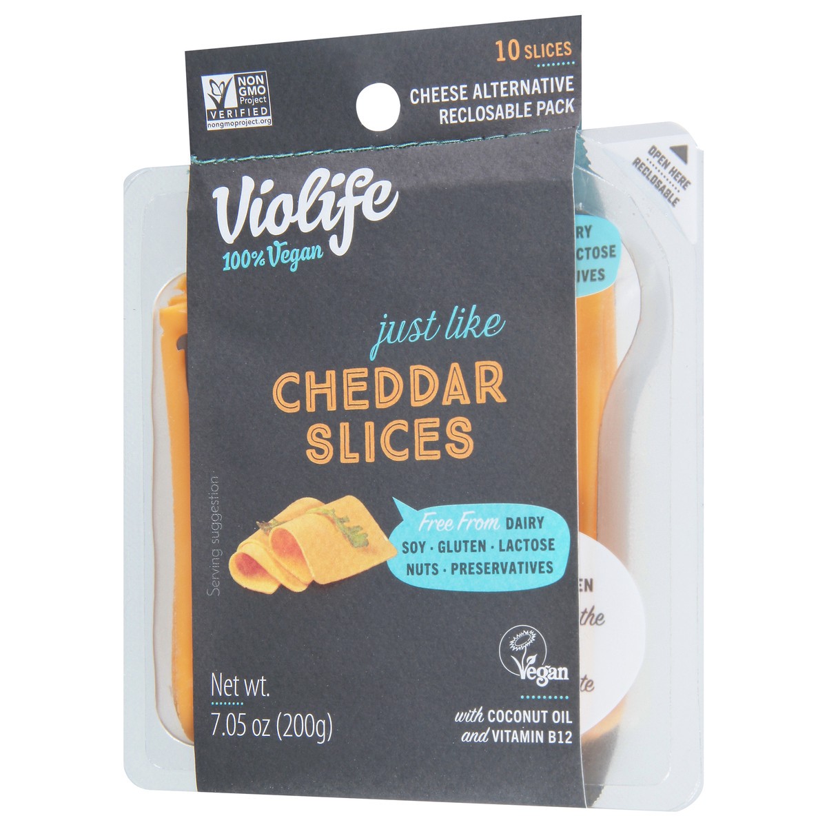 slide 4 of 9, Violife Just Like Cheddar Slices, Vegan, 7.5 oz Pack, 10 ct