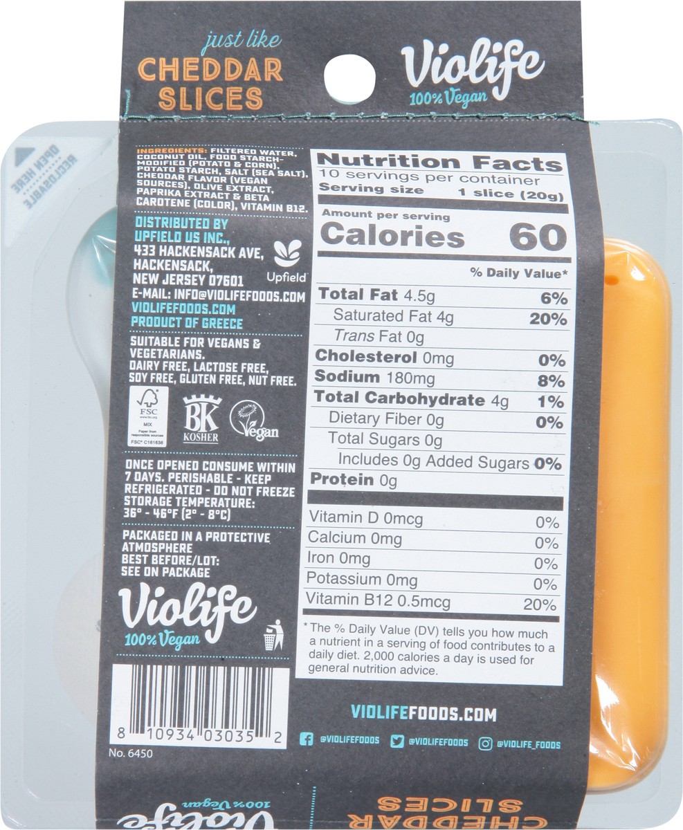 slide 7 of 9, Violife Just Like Cheddar Slices, Vegan, 7.5 oz Pack, 10 ct