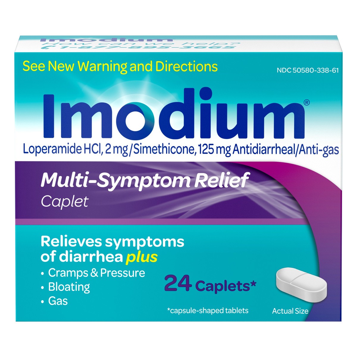 slide 1 of 9, Imodium Multi-Symptom Relief Caplets, 24 ct