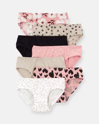 Girls 7-Pack Floral Hipster Underwear - Black/Pink/White/Brown Multi 8