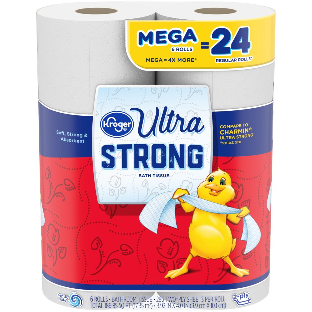 slide 1 of 5, Kroger Ultra Strong Mega Roll Bath Tissue, 6 ct