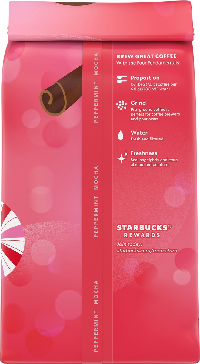 slide 11 of 11, Starbucks Ground Coffee, Peppermint Mocha Naturally Flavored Coffee, 100% Arabica, Limited Edition Holiday Coffee, 1 Bag (11 Oz), 11 oz