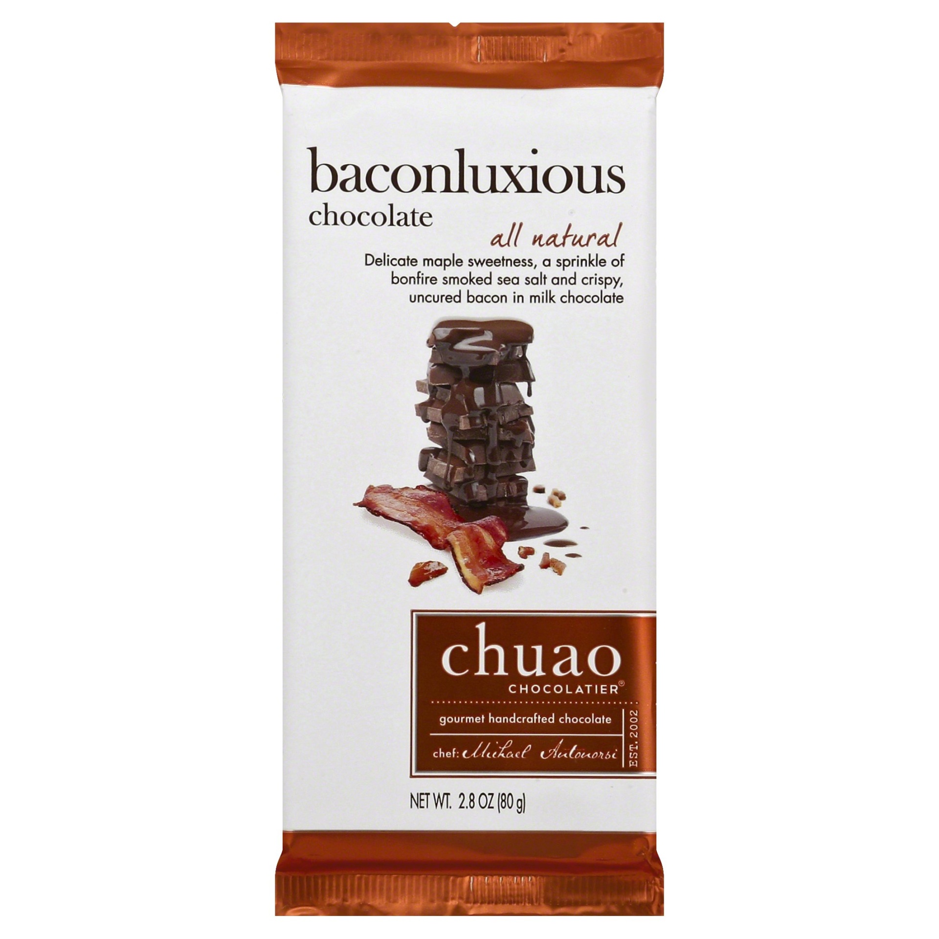 slide 1 of 1, Chuao Chocolatier All Natural Baconluxious Chocolate Candy Bars, 2.8 oz