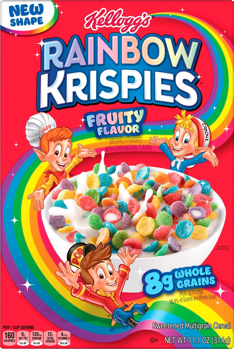 slide 5 of 7, Kellogg's Rainbow Krispies Breakfast Cereal, Kids Snacks, Family Breakfast, Fruity Flavor, 11.1oz Box, 1 Box, 11.1 oz