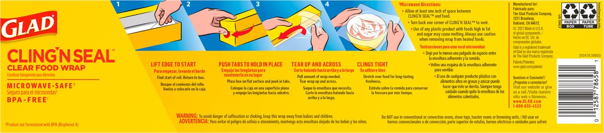 slide 2 of 9, Glad Cling ‘N Seal™ Plastic Food Wrap, 400 Square Foot Roll, 1 ct