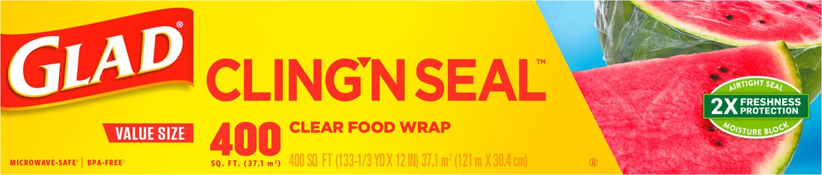 slide 5 of 9, Glad Cling ‘N Seal™ Plastic Food Wrap, 400 Square Foot Roll, 1 ct