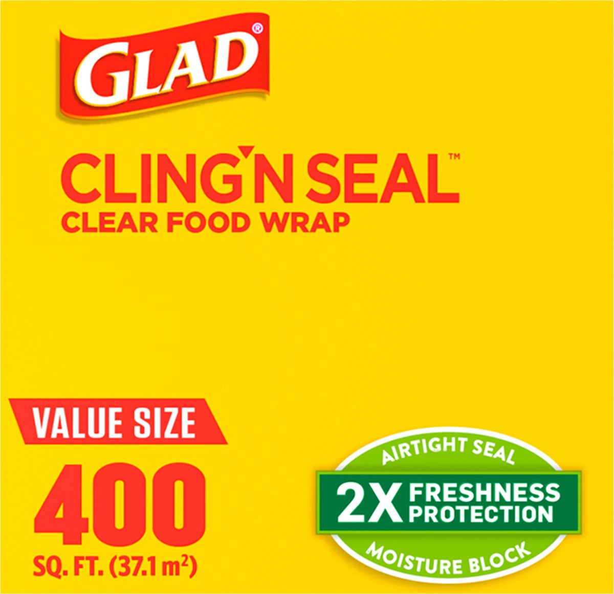 slide 9 of 9, Glad Cling ‘N Seal™ Plastic Food Wrap, 400 Square Foot Roll, 1 ct