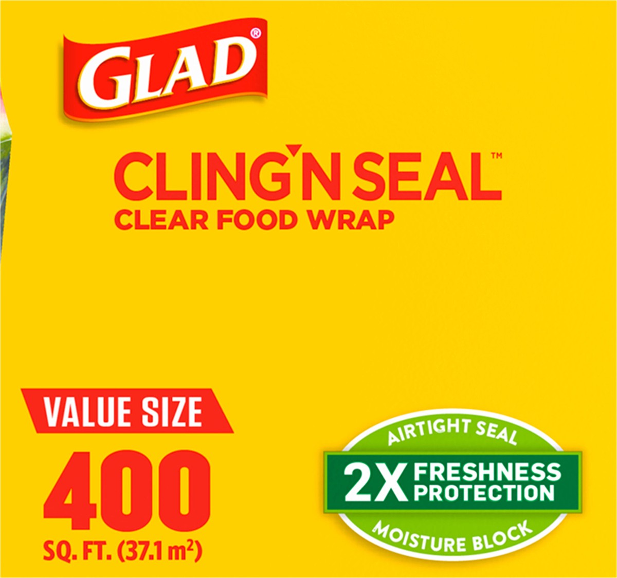 slide 4 of 9, Glad Cling ‘N Seal™ Plastic Food Wrap, 400 Square Foot Roll, 1 ct