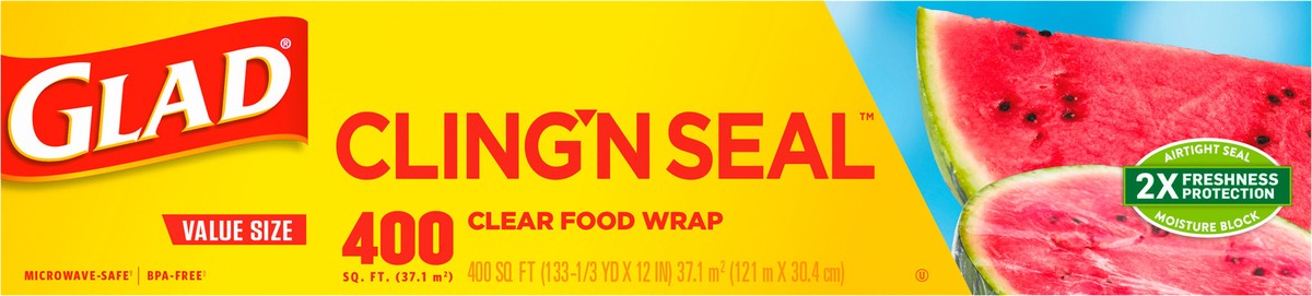slide 3 of 9, Glad Cling ‘N Seal™ Plastic Food Wrap, 400 Square Foot Roll, 1 ct