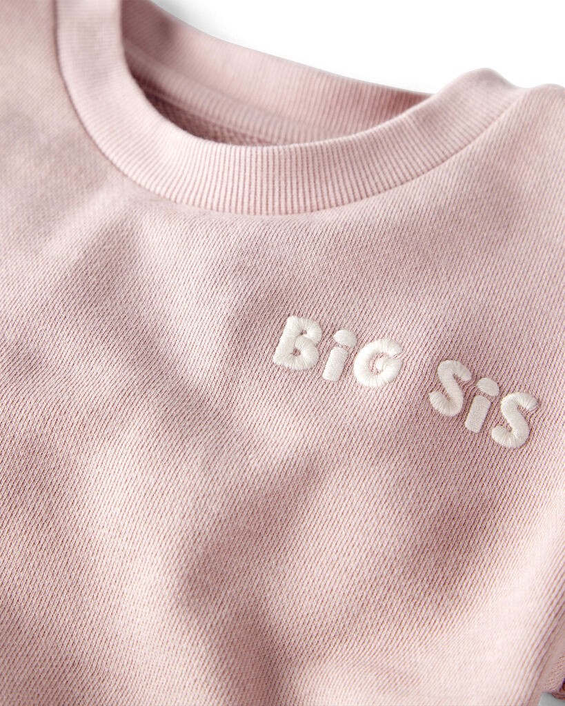 slide 3 of 3, Littleplanet Toddler Organic Cotton Big Sis Sweatshirt Perfect Pink 3T, 1 ct