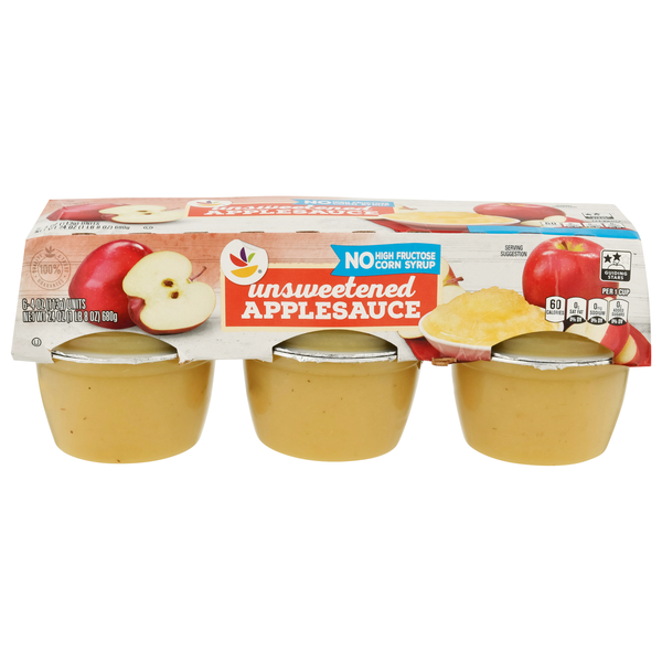 slide 1 of 1, GIANT Applesauce Cups Unsweetened Natural - 6 ct, 6 ct; 24 oz